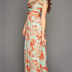 BCBGMaxAzria “Inga” One Shoulder Silk Maxi Chiffon Dress / Size 10